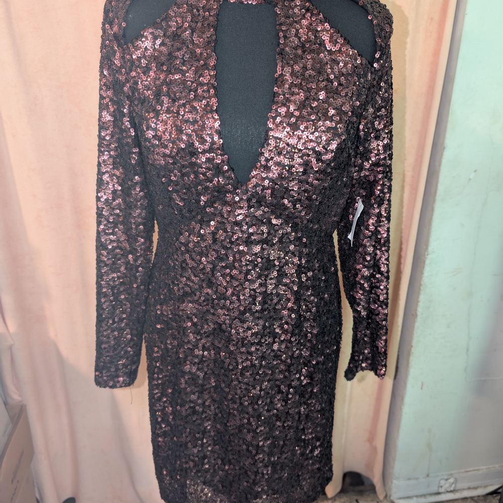 Purple Sequin Embellished Bodycon Dress